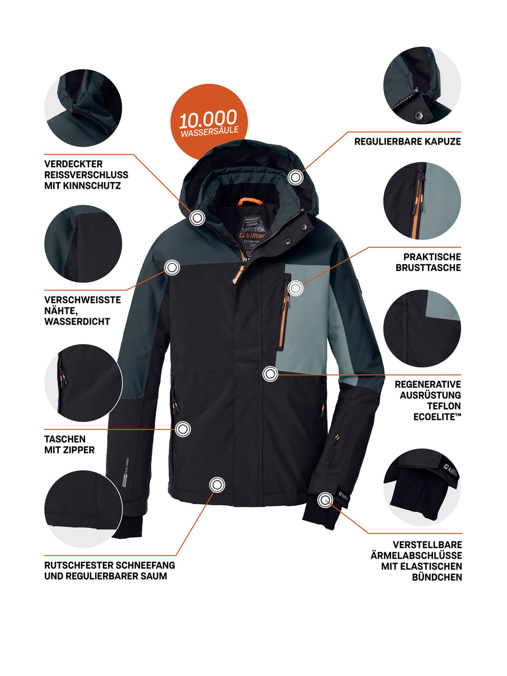 schwarz blau/nachtblau/rauchblau/dunkelorange