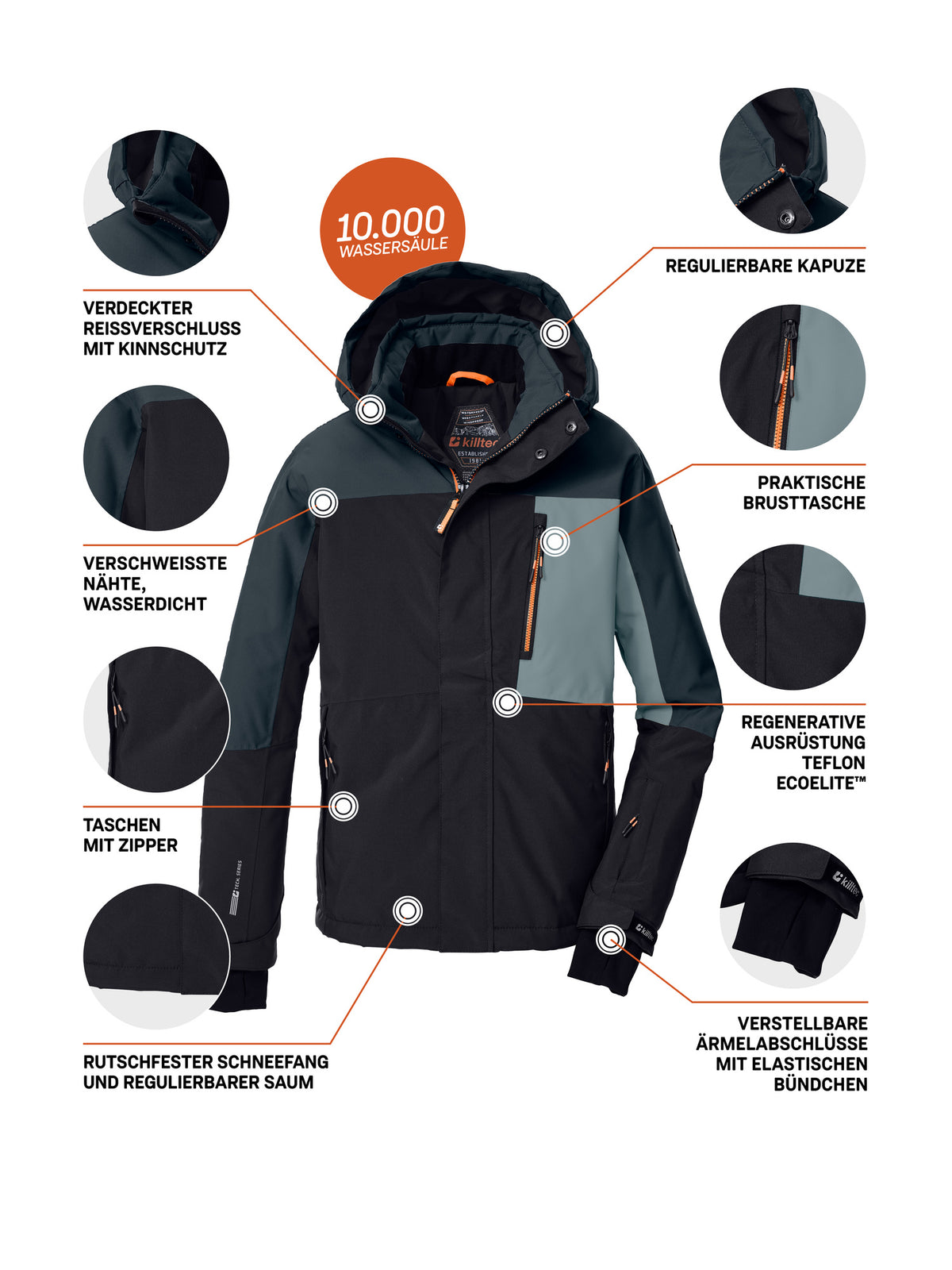 schwarz blau/nachtblau/rauchblau/dunkelorange